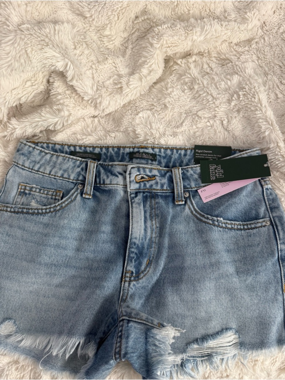 Wild Fable Light Wash Denim Shorts with Pink Tags
